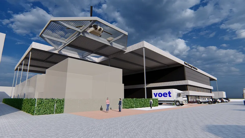 Zelfvoorzienend duurzaam bedrijfspand helideck voet energy solutions