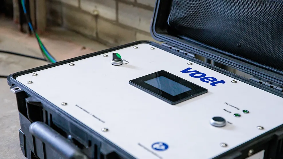 Draadloze synchronisatie koffer voet energy solutions product in actie
